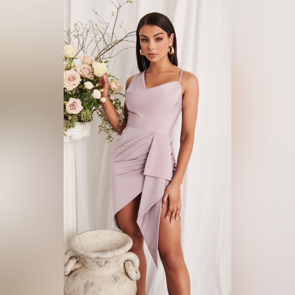 Lavender Lavish Alice Cowl Neck Asymmetrical Dress, size 4